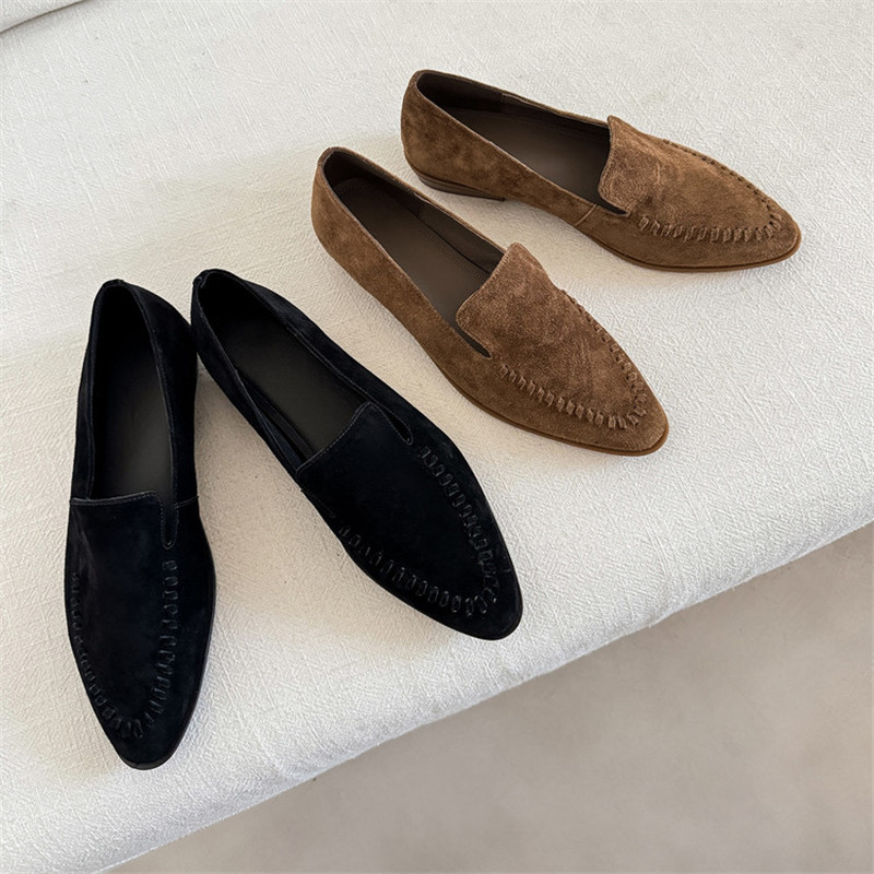 Sewing New - Neue Frühling/Herbst Damen-Loafer aus Schafwildleder, Runde