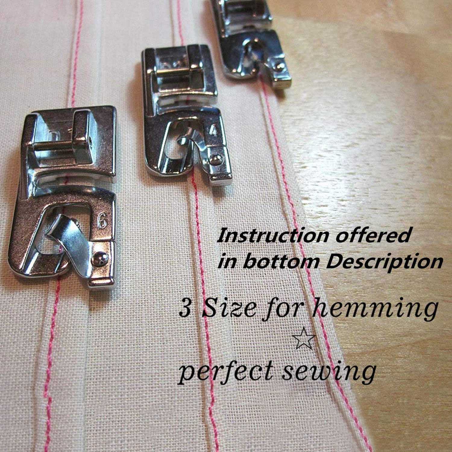Sewing Hemming - Schmaler, gerollter Saum, Nähmaschinen-Nähfuß, 3-teiliges Set-AB52