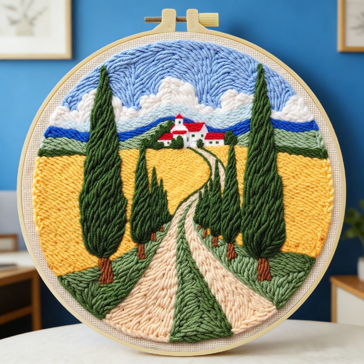 Sewing Textile Art - 20x20cm/7,87 Zoll Punch-Nadel-Stickerei-Set, Stickerei-Kit, DIY Handgemachtes