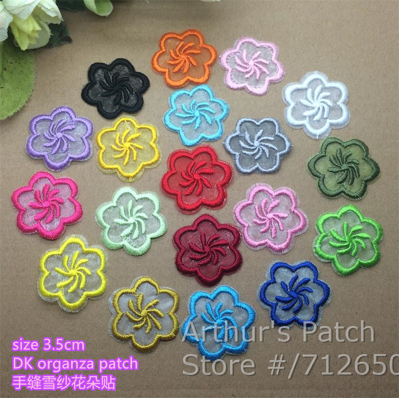 Sewing Id - Neuankömmling, 10-teilig, mit Blumen bestickt, Organza-Aufnäher,