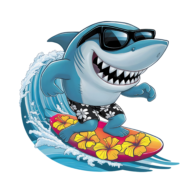 Iron On Patch - Interessante Haie beim Surfen Bügelbilder DTF-Transfers