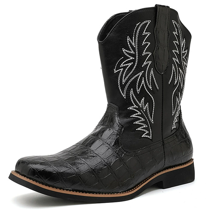 Sewing Embroidery Fabric - Retro Western Cowboy Stiefel mit breiter