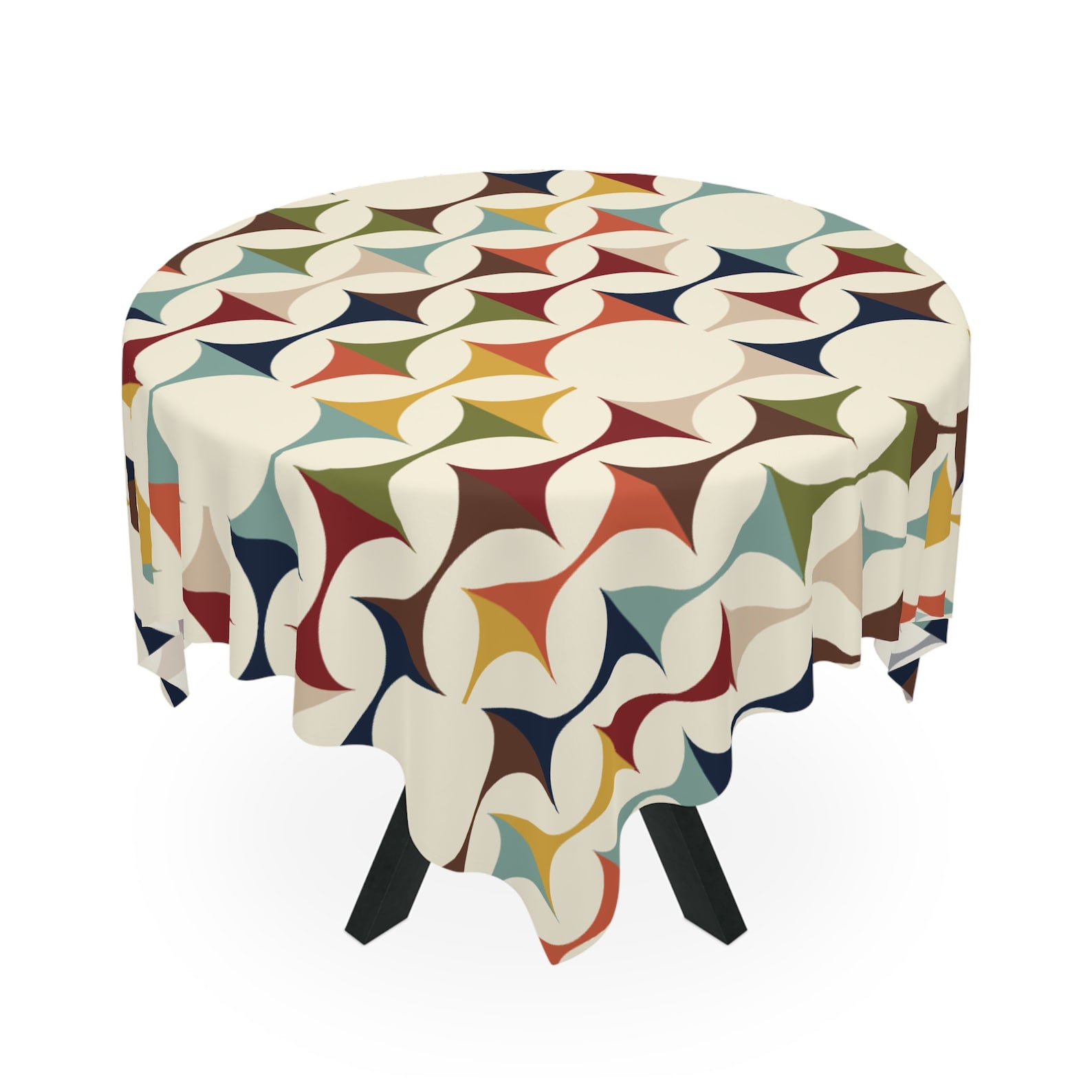 Century Textile & Sewing Supply Photos - Mid-Century Modern Retro Geometrische Quadratische Tischdecke