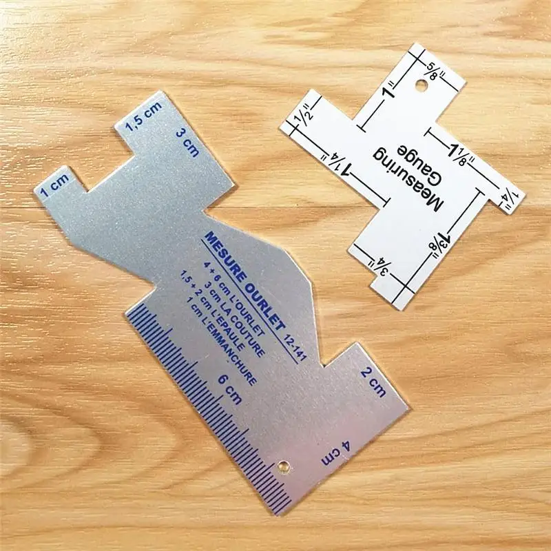 Sewing Gauge Ruler - Stoffmarker, Schneiderkreide und Metall, Nähen, Messlehre,