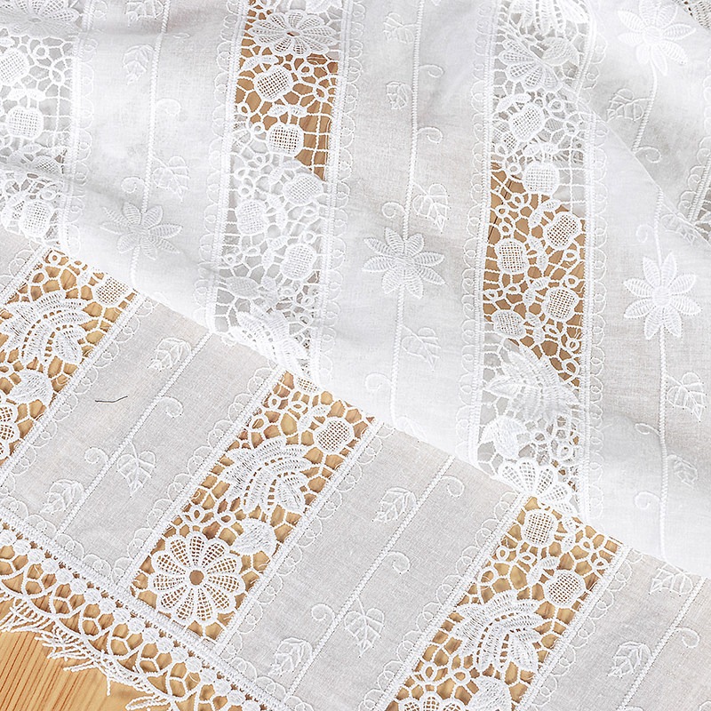 Sewing Embroidery Fabric - Neuer Baumwoll-Fransen-Spitzenstoff mit Stickerei aus Milchseidenfaden