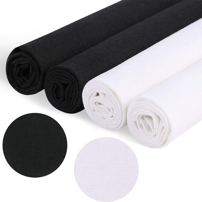 Sewing Embroidery Fabric - 4 Stück Leinenstoff, einfarbiger Stoff zum