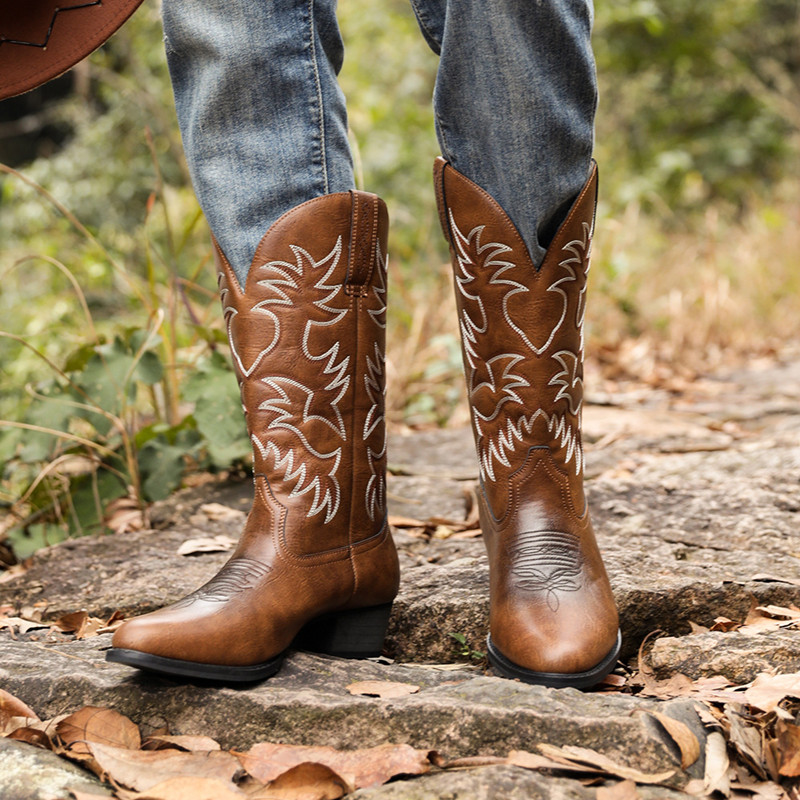 Sewing Embroidery Fabric - Neue handgefertigte Cowboy-Stiefel für Herren, bestickte