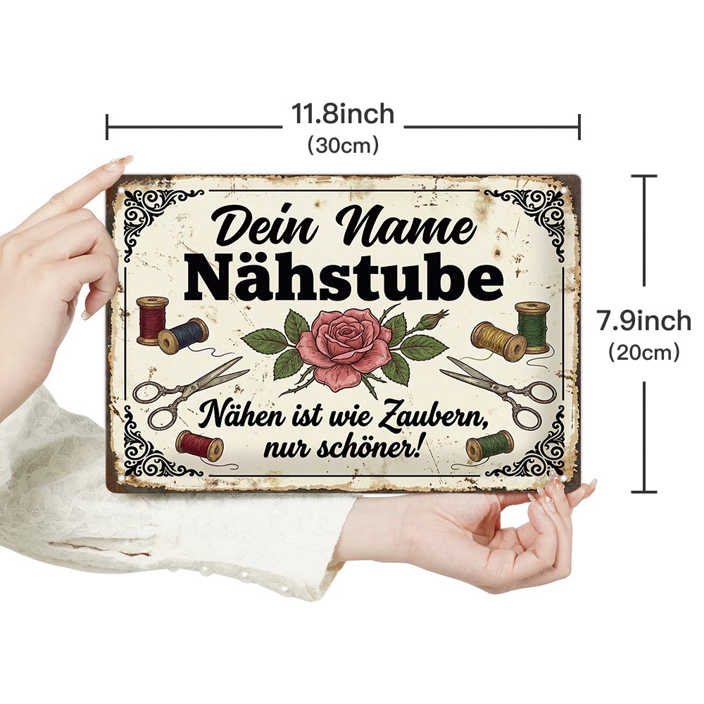 2D Flaches Tudor-Metallschild, – Sewing Art Bewertung und Preis